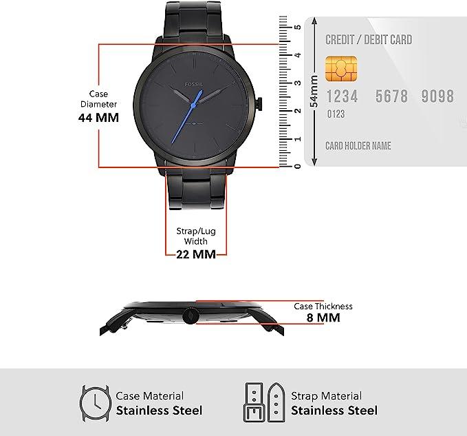 Relógio masculino minimalista Fossil com pulseira de aço inoxidável - FS5308 - FBStorex