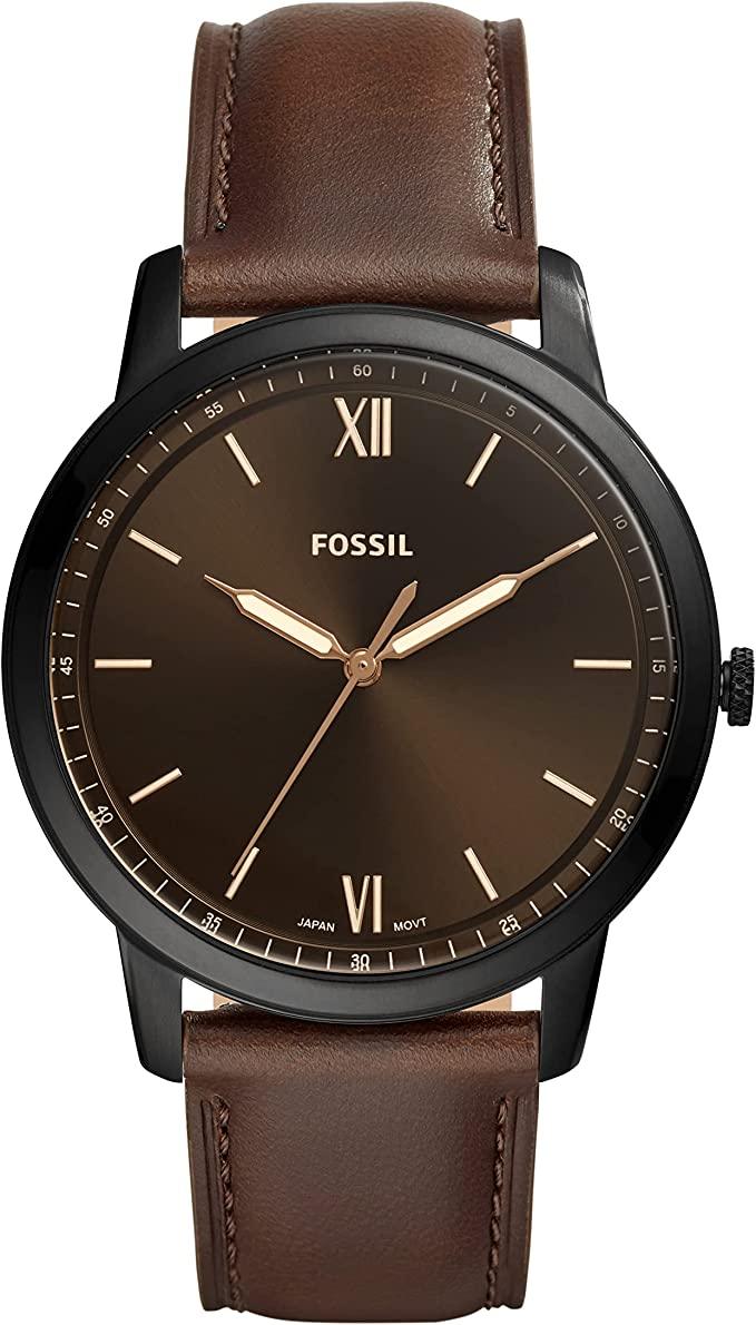 Relógio masculino minimalista Fossil com pulseira de couro FS5551 - FBStorex