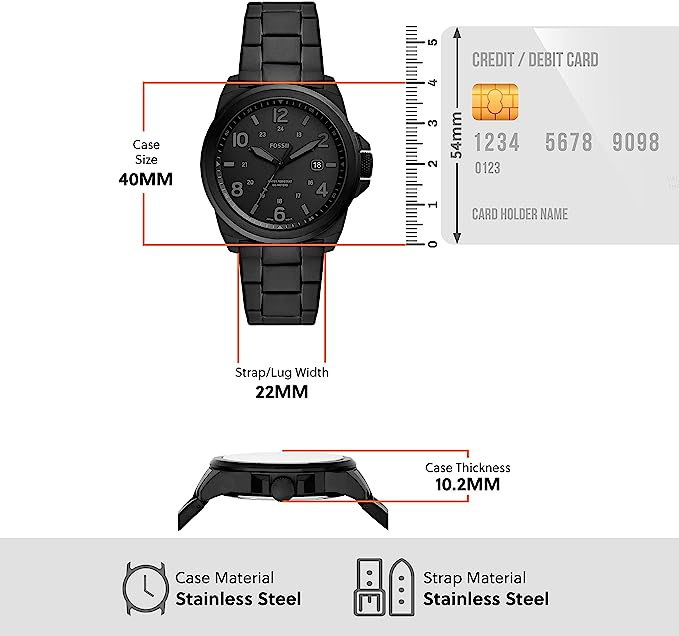 Relógio masculino Fossil Bronson com pulseira de aço inoxidável - FS5940 - FBStorex