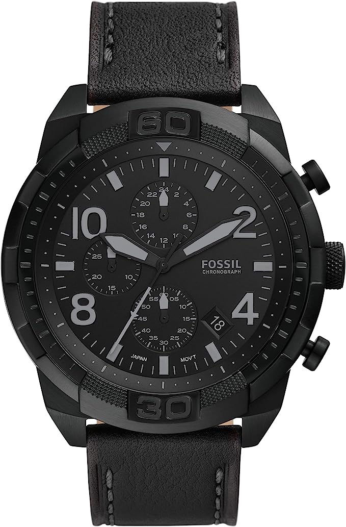 Relógio masculino Fossil Bronson com pulseira de couro genuíno - FS5874 - FBStorex