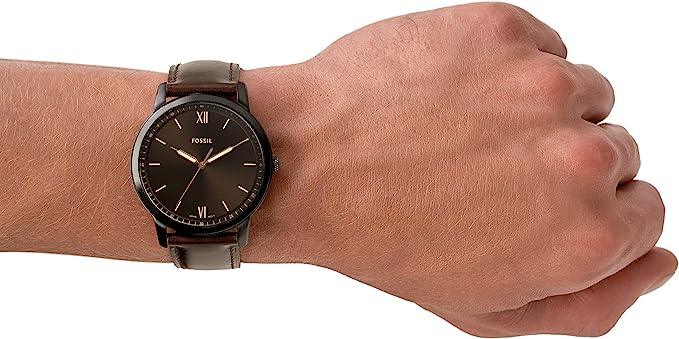 Relógio masculino minimalista Fossil com pulseira de couro FS5551 - FBStorex